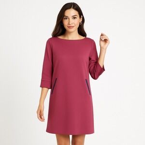 NWT BetaBrand Half-Day Shift Dress — Raspberry‎ Wine with Navy Trim — Size XXLP
